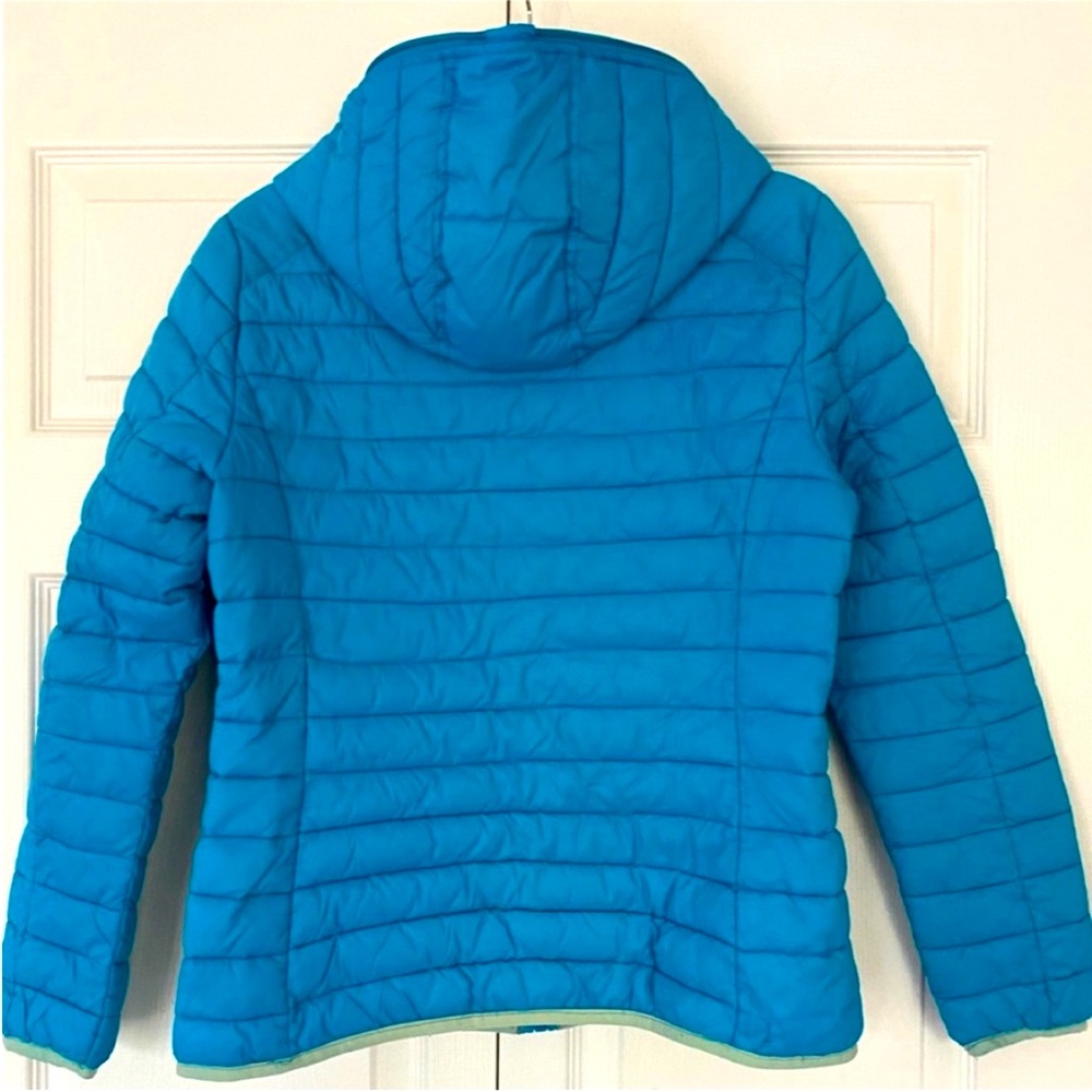 SAVE THE DUCK Women's Bright Blue Hooded Puffer Jacket - Picture 5 of 16
